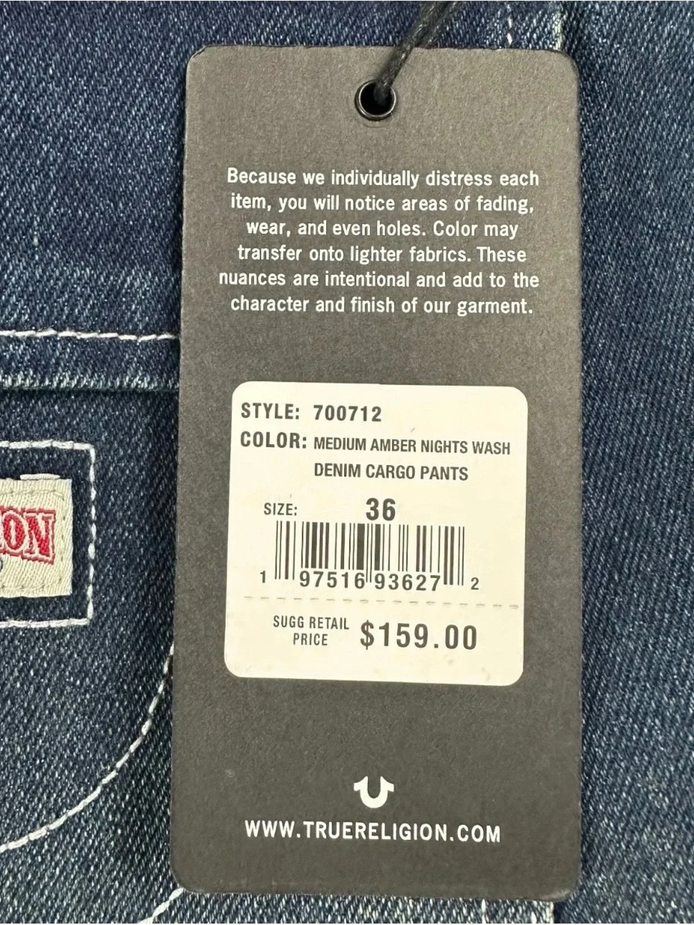 True Religion cargo blue 36x34